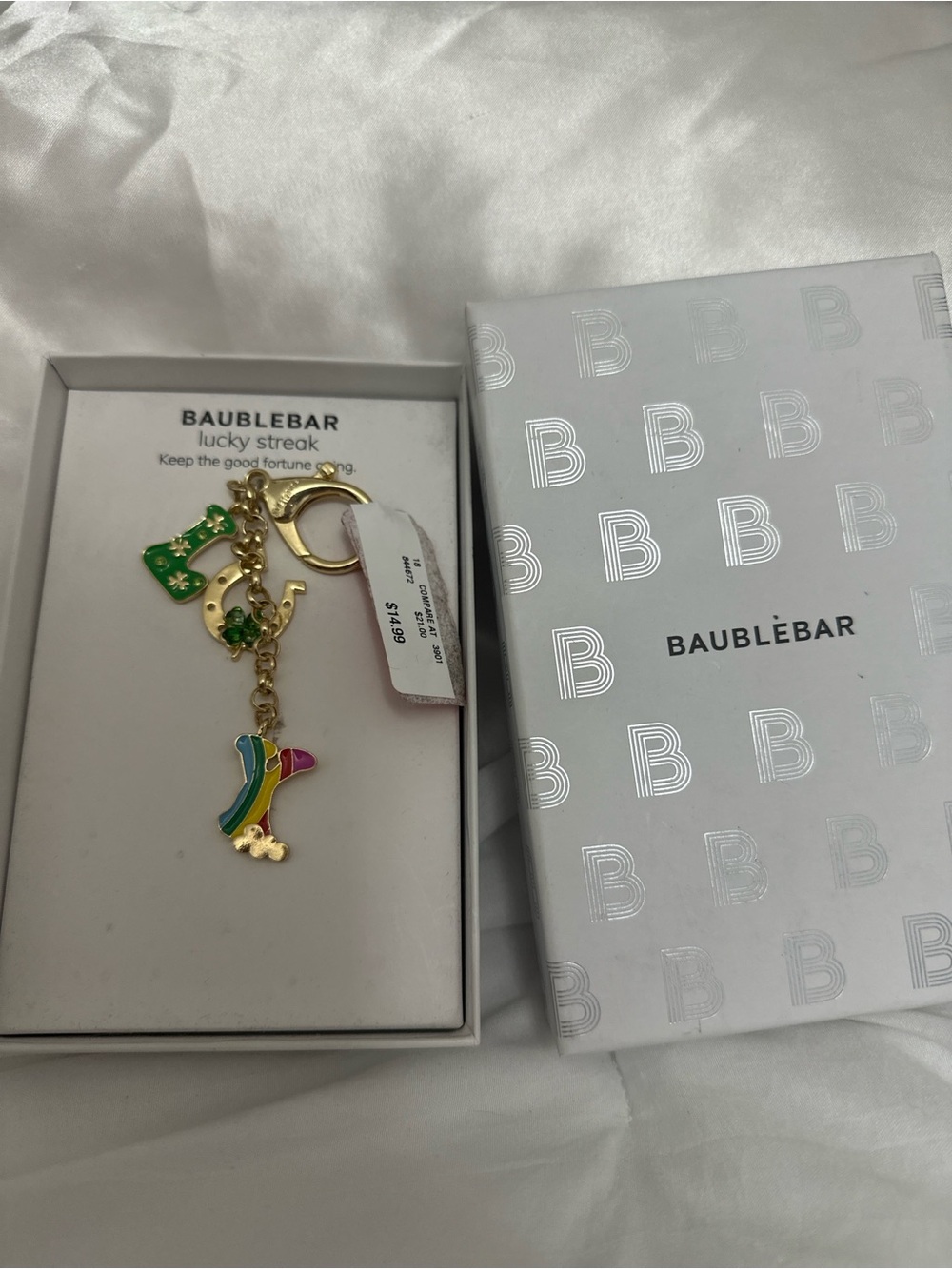 BaubleBar Multicolor Enamel Lucky Streak Charm Keychain - Gold Hardware